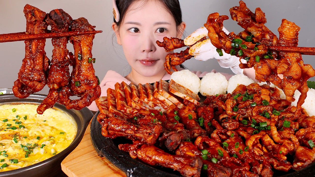 도파민 채우는 날🔥🐔🦶 무뼈닭발 + 튤립닭발 + 닭발편육 + 계란찜  먹방 [eating show] mukbang korean food
