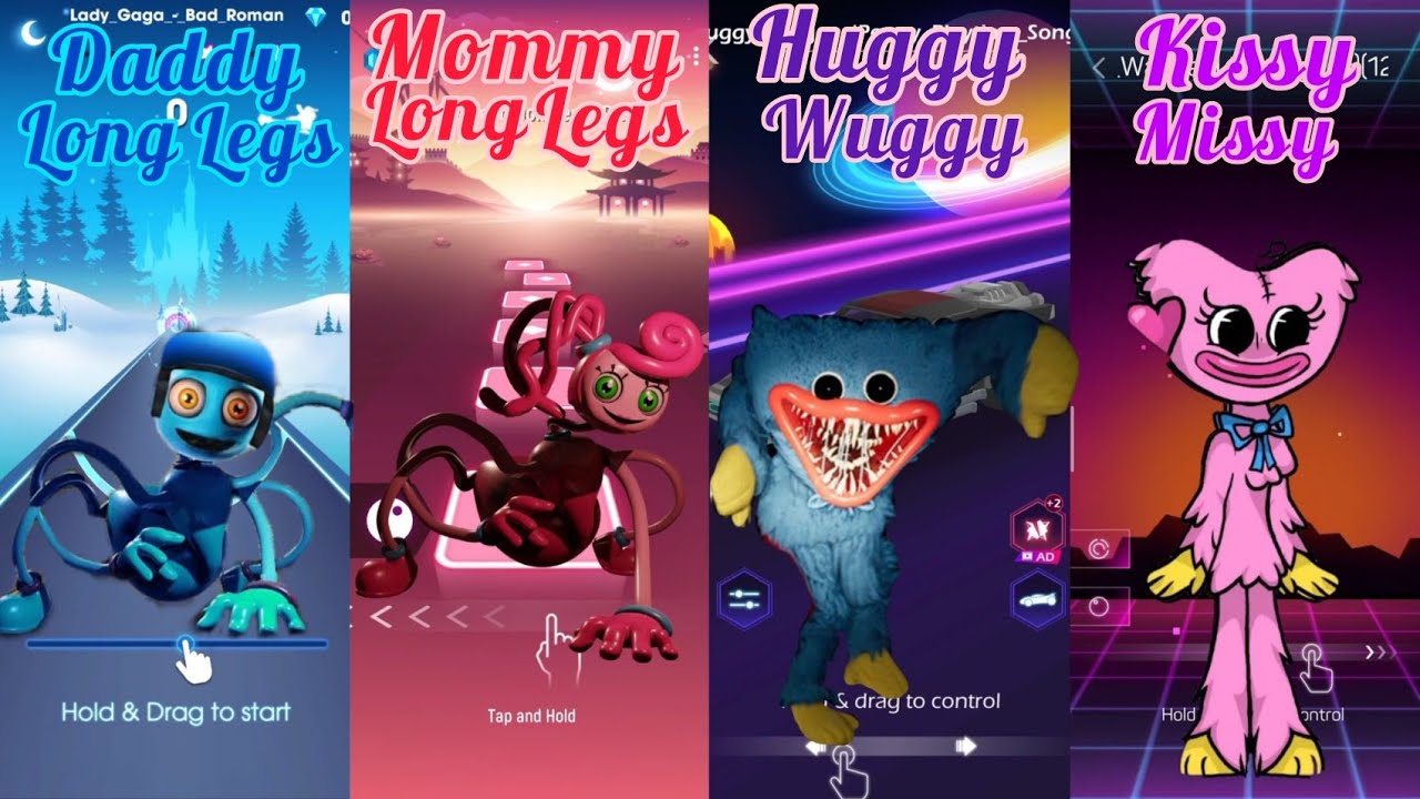Daddy Long Legs - Mommy Long Legs - Huggy Wuggy - Kissy Missy | Beat Roller - Tiles Hop -Beat Racing