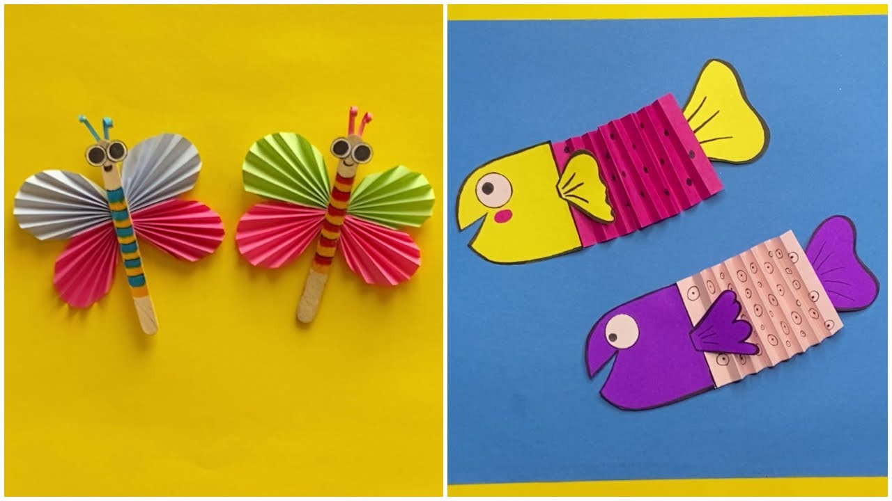 How to make Paper Dragonfly l DIY Summer Crafts | Creating Paper Fish, Paper Art and Craft for Kids