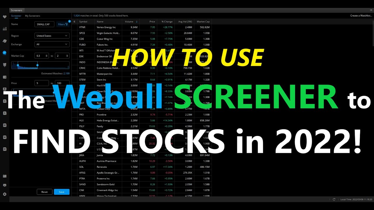 How to Use the Webull Screener to Find Stocks to Trade in 2022!