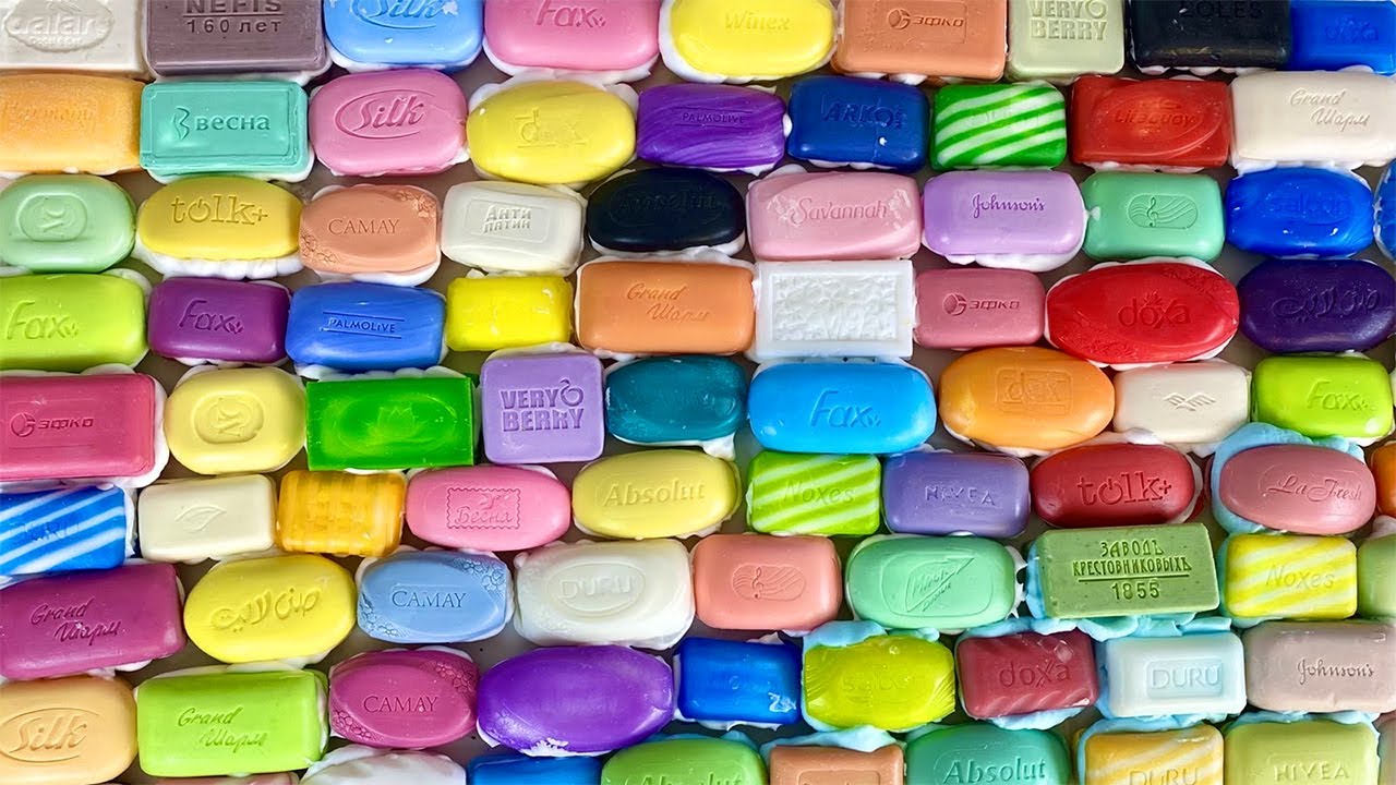 100 Soap boxes with foam. 🧼😍 ASMR Soap. 💚💙💛 Satisfying video.