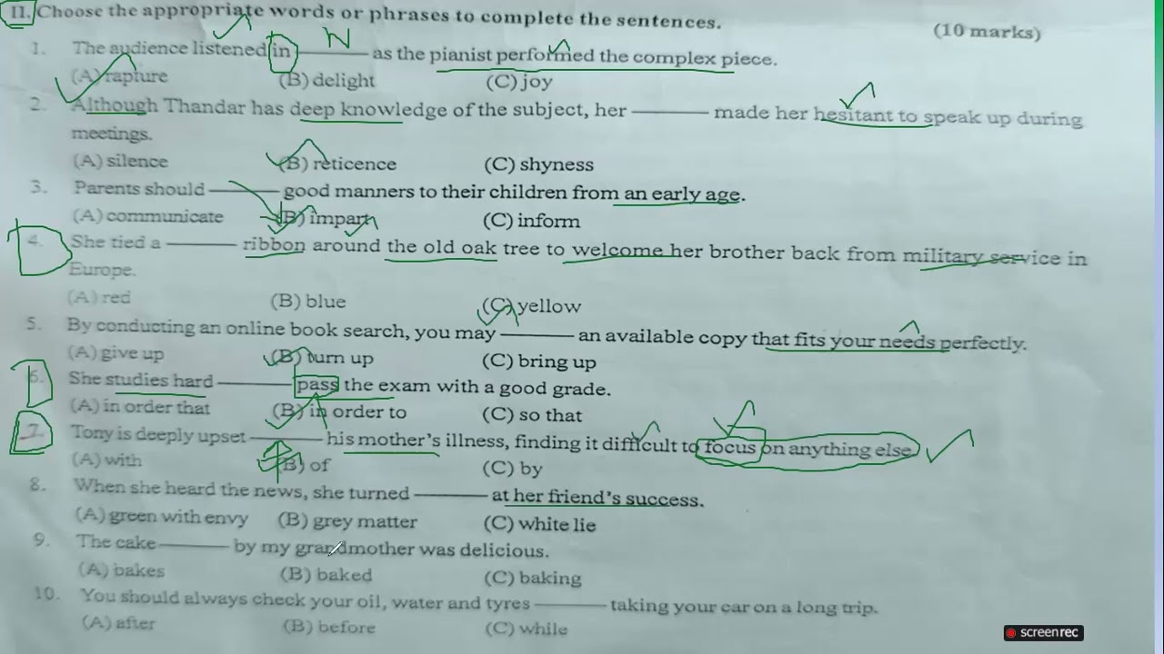 2026ဖြေဆိုမည့်/ grade 12 /Multiple choice questions လေ့ကျင့်ရန်မေးခွန်း