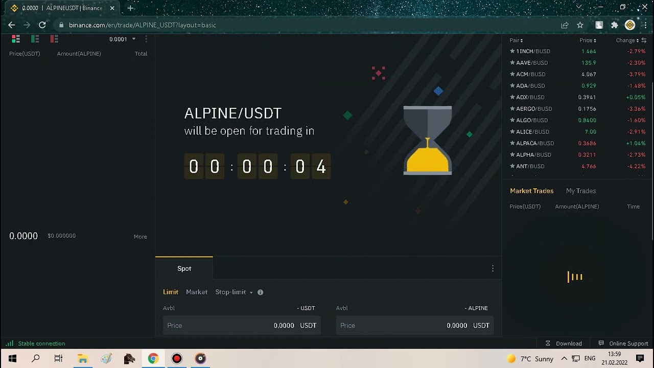 First 10 minutes of ALPINE listing on Binance | ALPINE IEO | ALPINE listing