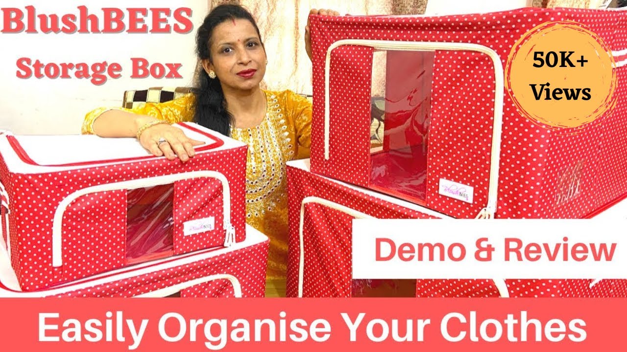 BlushBees Foldable Storage Boxes | Wardrobe Organiser Bag | Sarees Box | 24 | 44 | 66 | 88 ltr