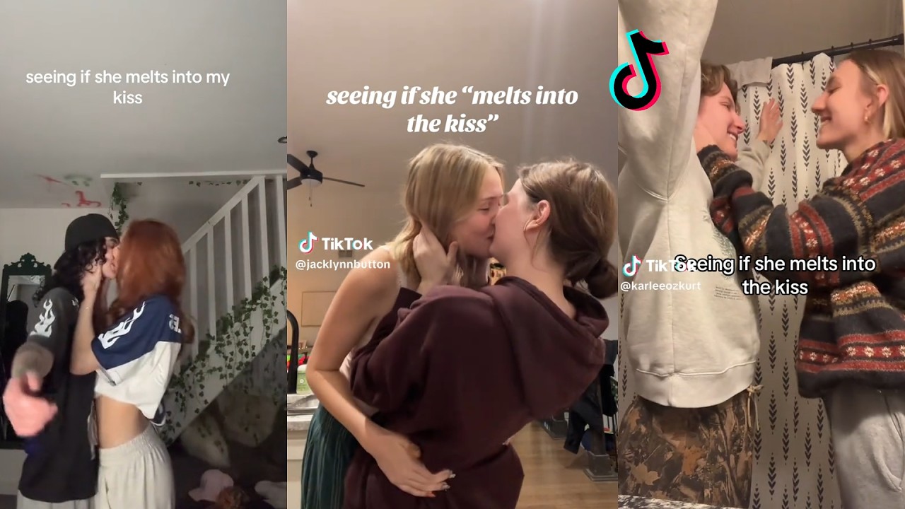 wlw trend seeing if my gf melts into the kiss 👩‍❤️‍💋‍👩 tiktok compilation #8