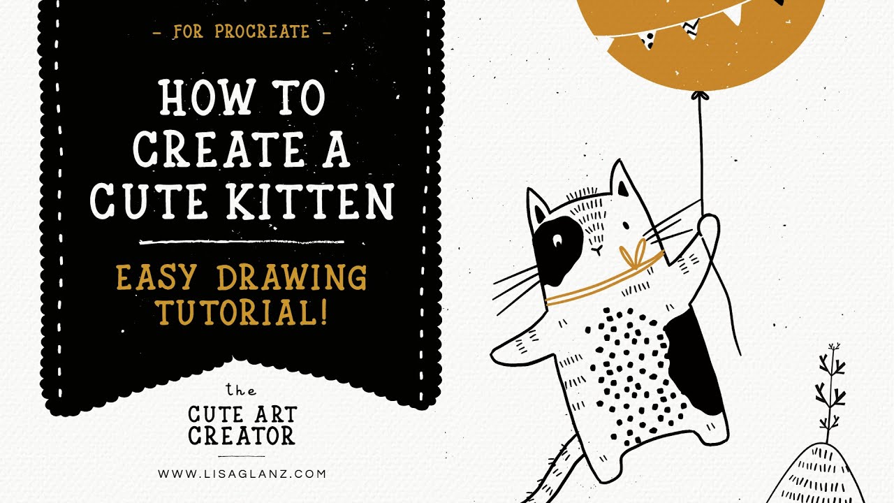 Draw a kitten in a cute modern style - an easy drawing tutorial