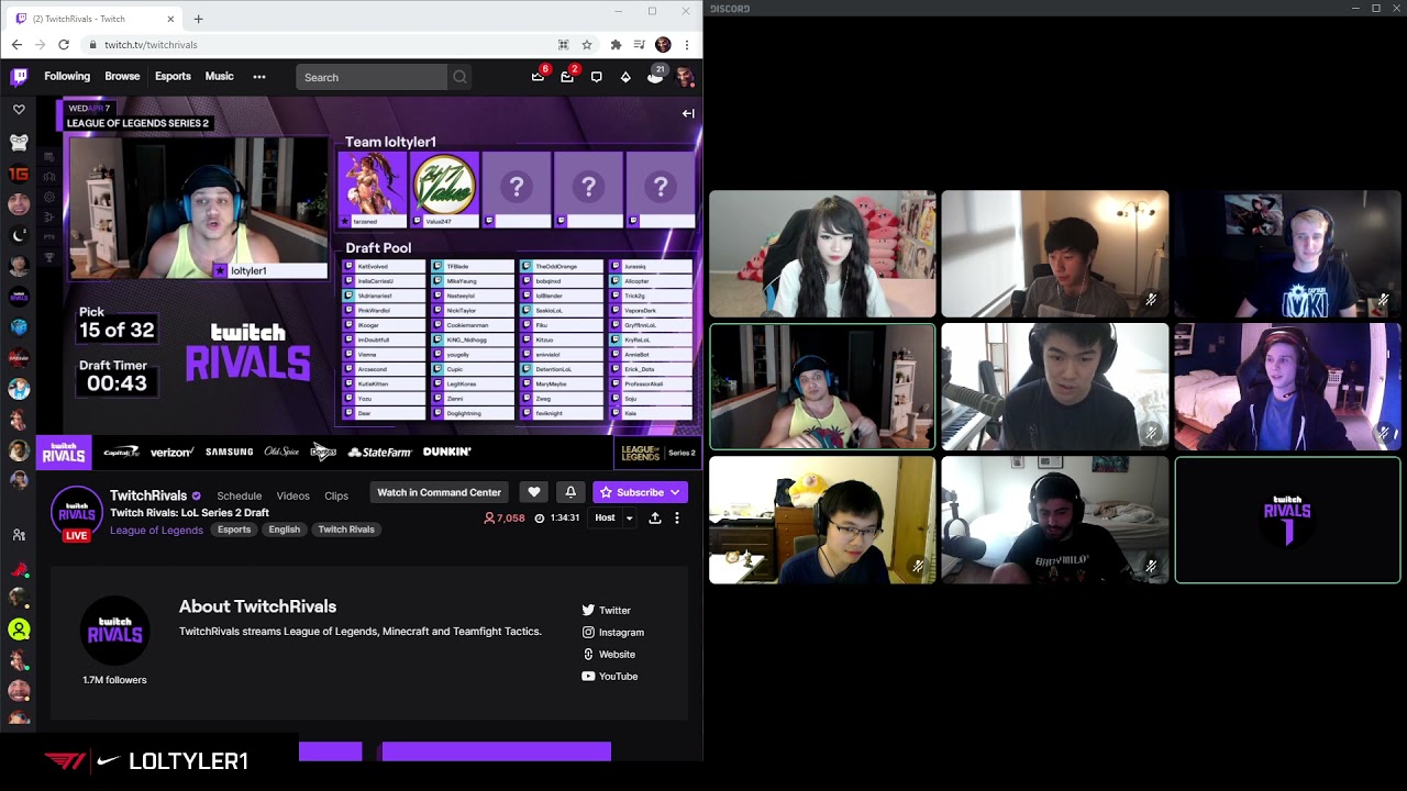 Tyler1 uses the full minute of his Twitch Rivals draft pick to lay down some statistics