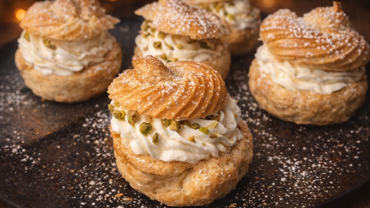 Crispy Pistachio Cream Puffs: The French Pastry (Step-by-Step)