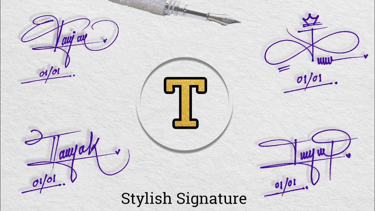 Creative signature design with letter T || Signature making tutorial