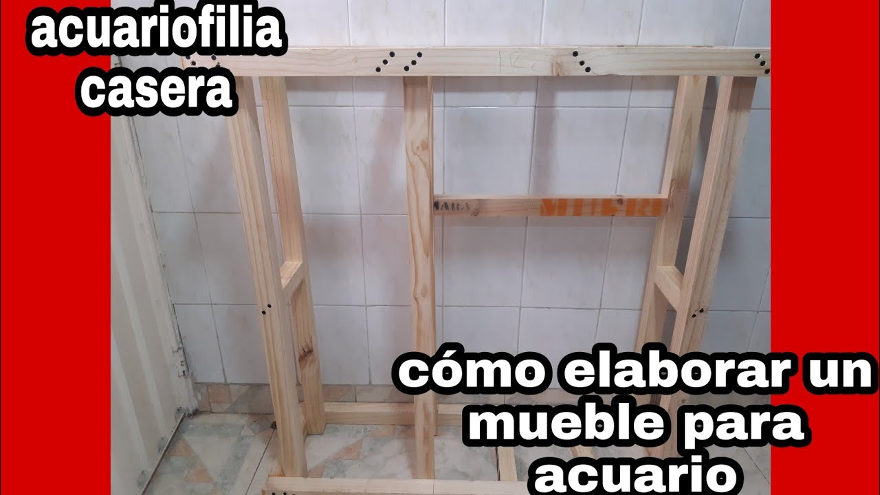 como elaborar un mueble o mesa fuerte y resistente para acuario o pecera con listones de madera.