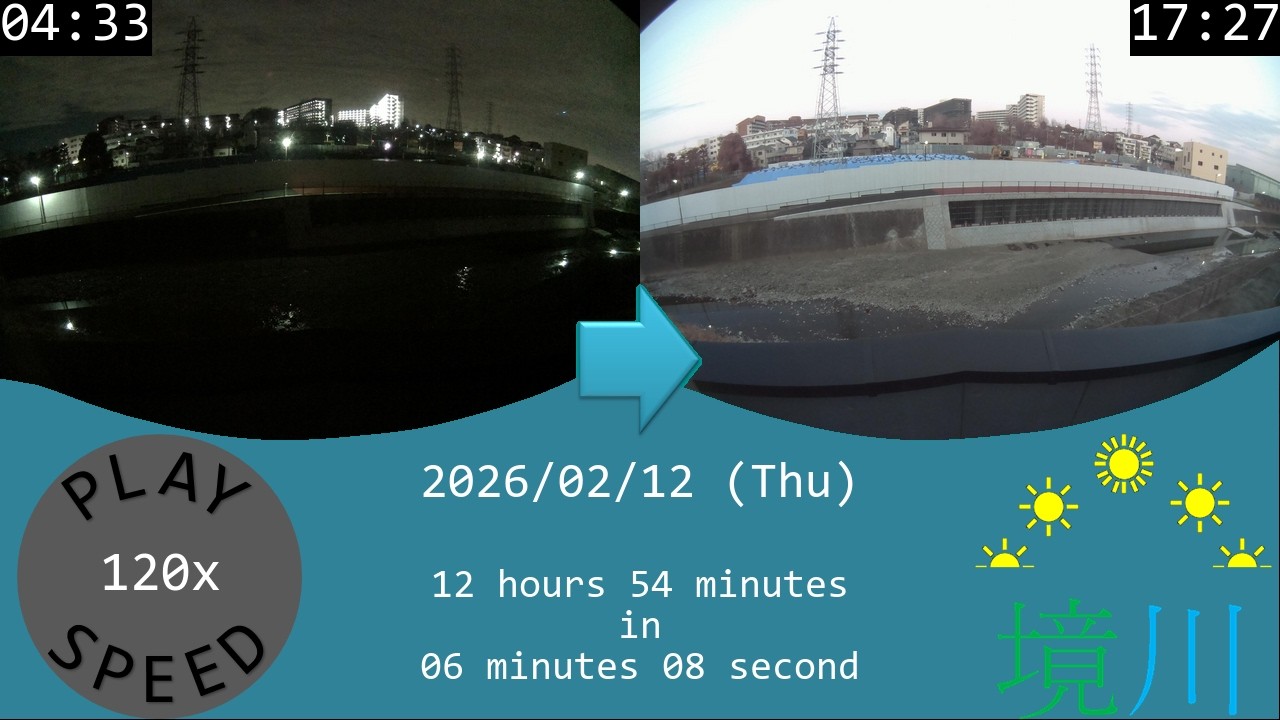 2026/02/12 Tokyo Sakai River Time Lapse / 東京境川タイムラプス(木曽東調節池工事)/ Accéléré de la rivière Sakai à Tokyo