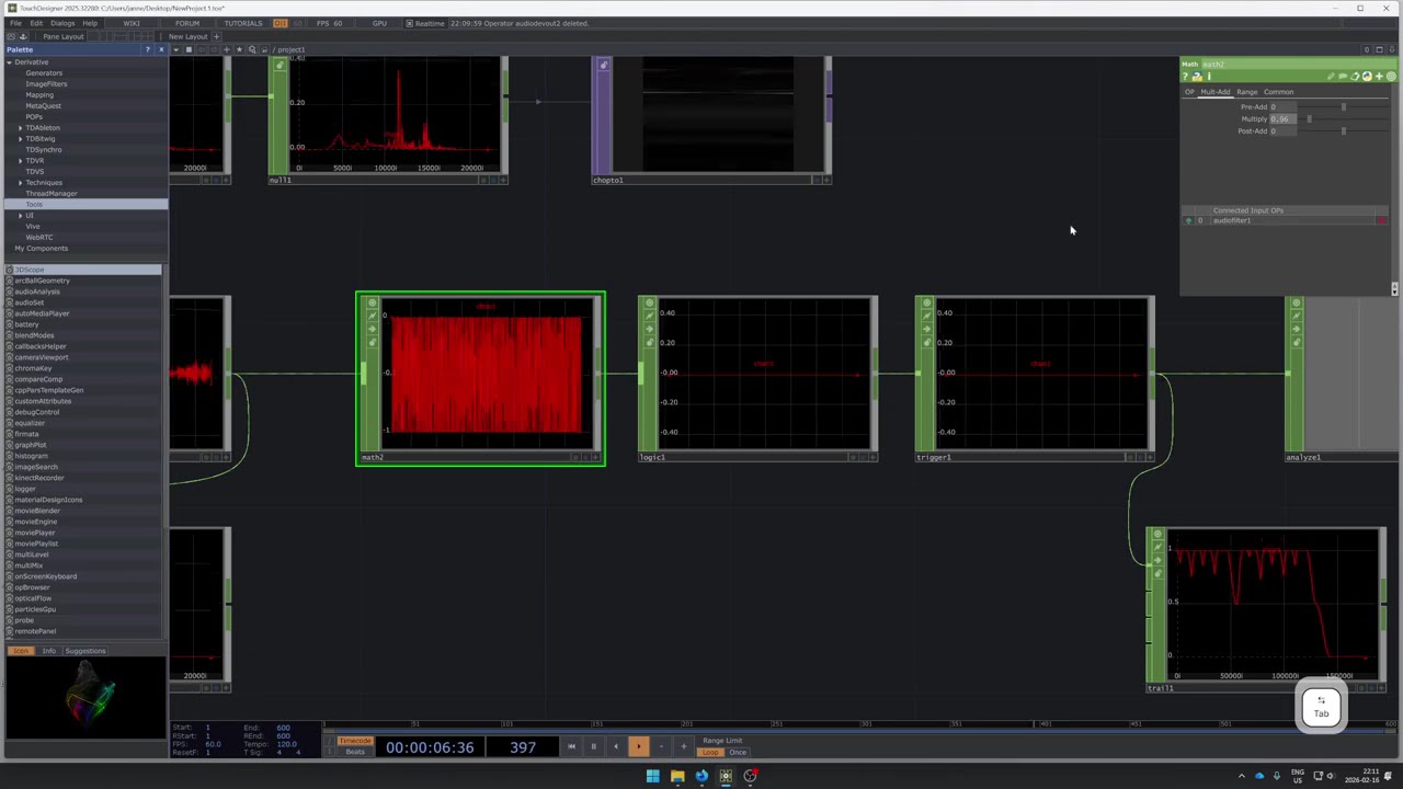 [TouchDesigner] Custom audio analysis