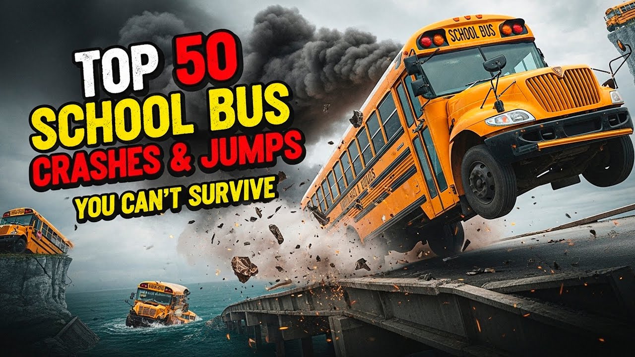Top 50 School Bus Crashes & Jumps – BeamNG Drive Yellow School Bus Crash Video
