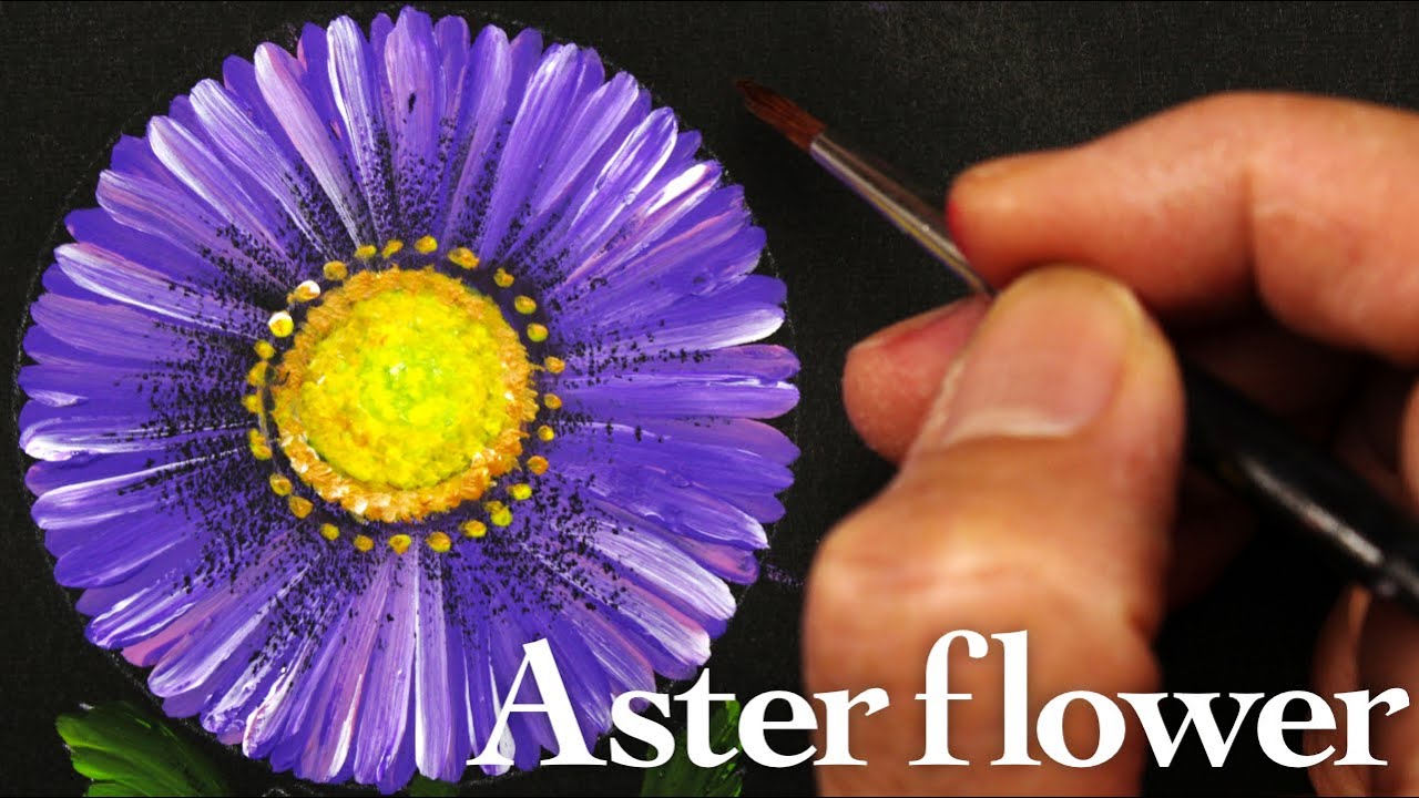 Aster flower painting with Acrylic ( in 3 minutes )