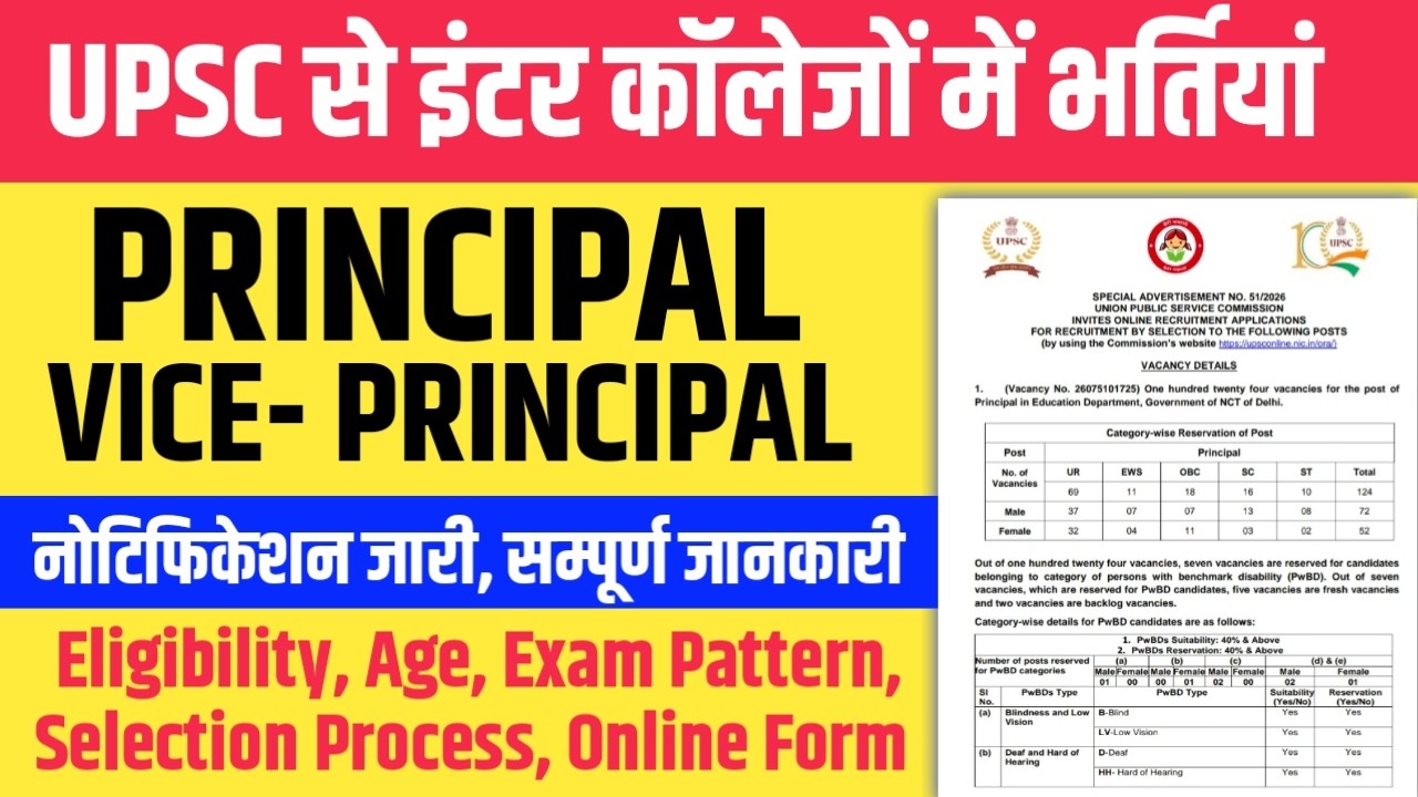 Upsc principal and vice principal Notification 2026 l b.ed छात्रों को सुनहरा मौका