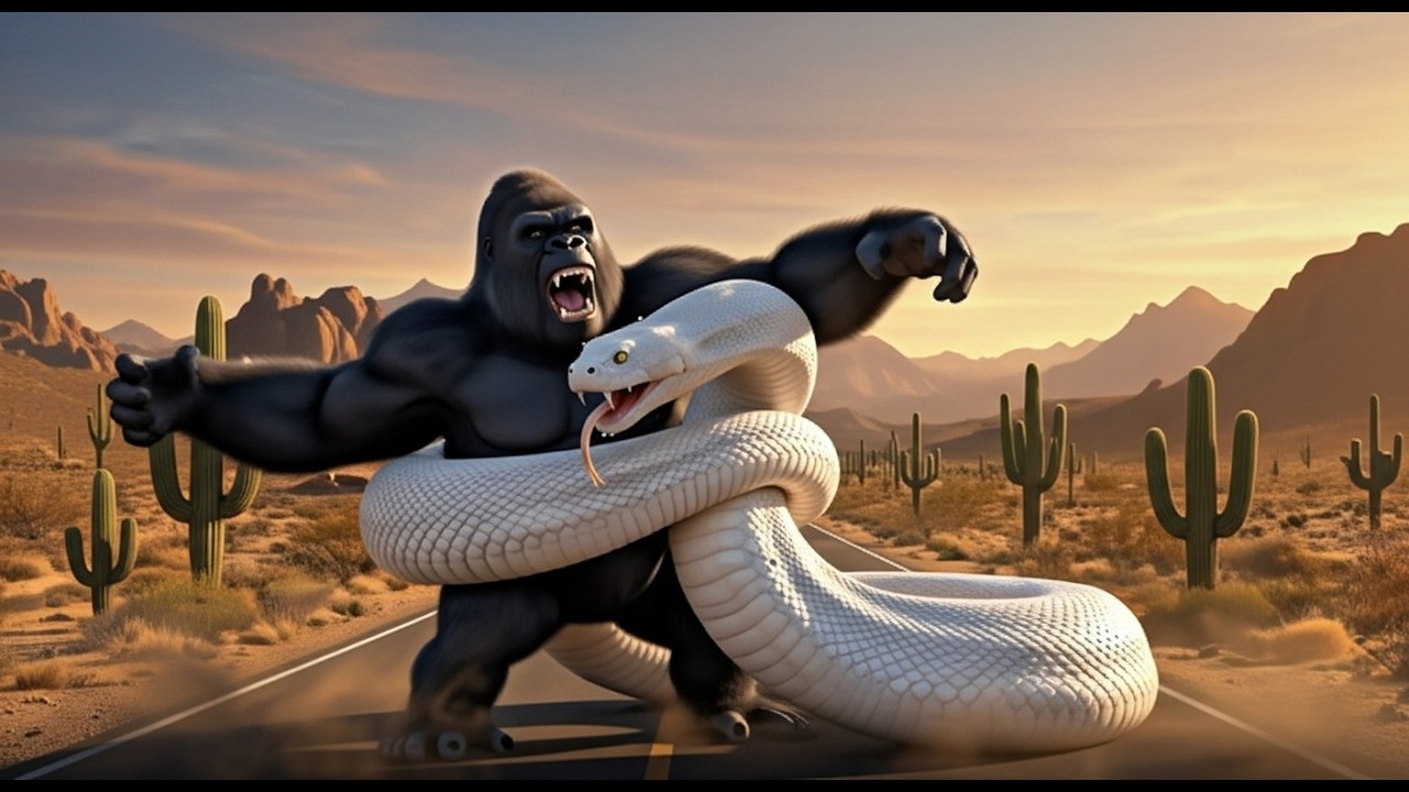 Giant Python Attacks the City! 🐍 Gorilla vs Monster Snake | Funny 3D Cartoon Animation