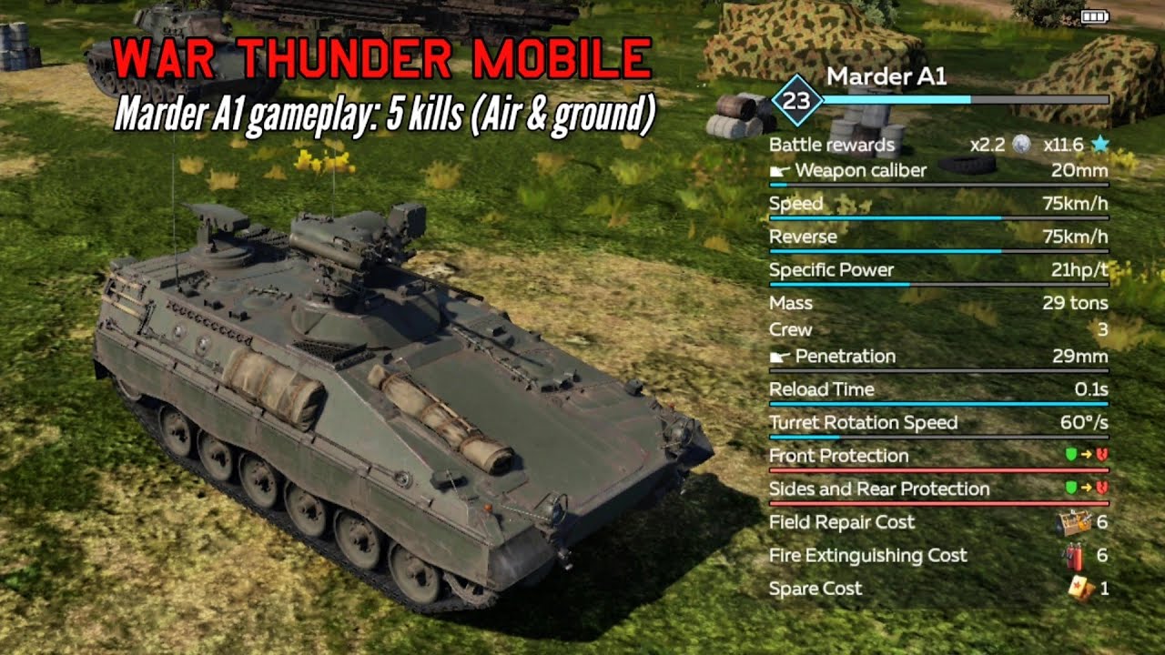 Marder A1 gameplay (5 kills air & ground) - War Thunder mobile