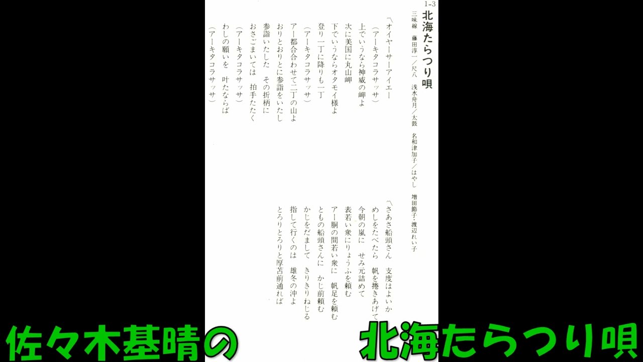 佐々木基晴の 北海たらつり唄