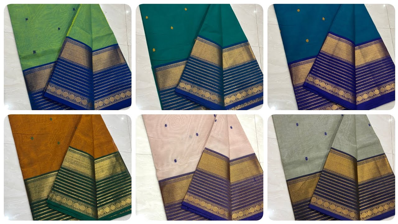 Premium kanchi cotton putta sarees with running blouse zari border To orders 💖 WhatsApp 