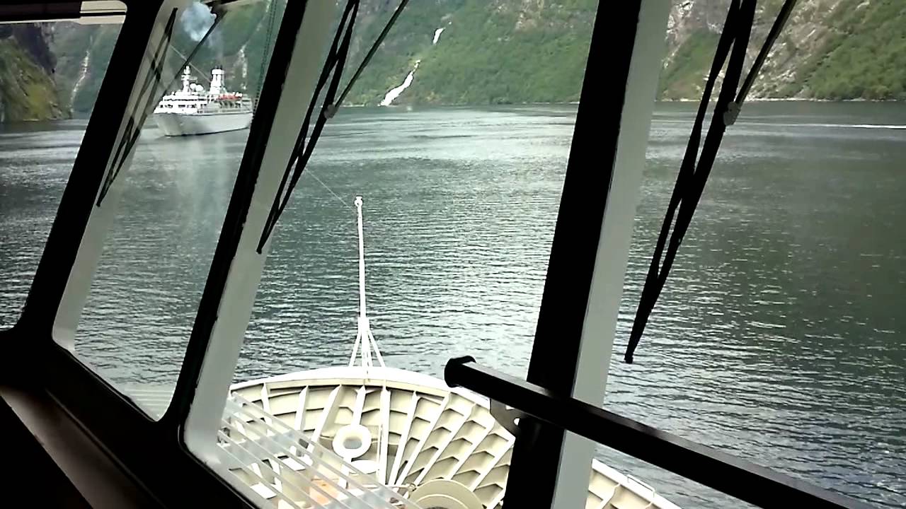 Geiranger Fjord Hurtigruten MS Midnatsol  meeting with MS Astor 2012