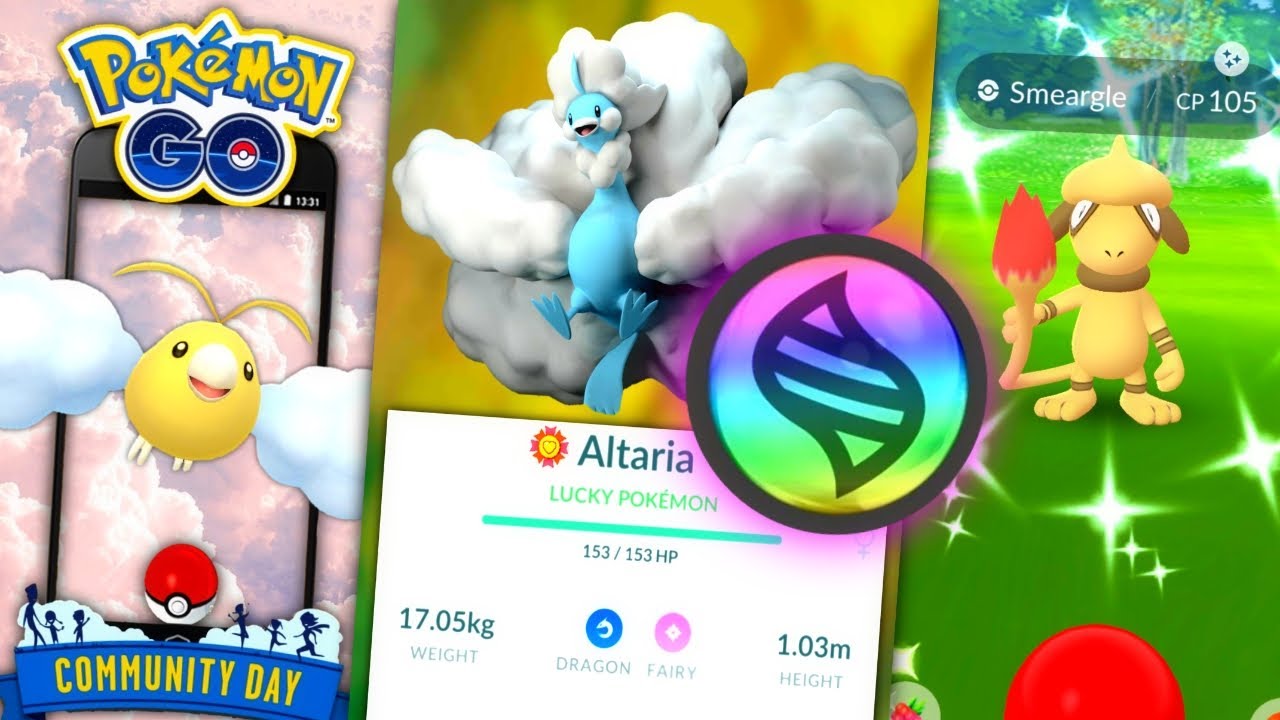 Shiny Swablu + Mega Altaria Community Day bust in Pokemon GO // 60 Shiny Smeargle Potential // Why?