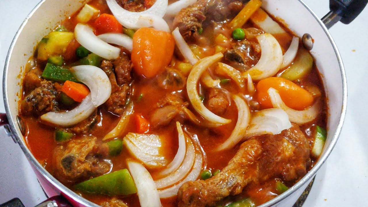 Sauce legumes au poulet || Carottes, courgettes, petits pois, poivrons