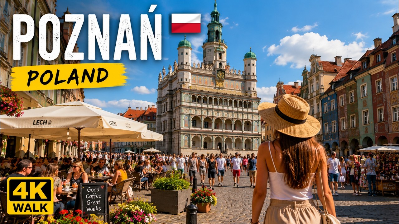 POZNAŃ, Polska 🇵🇱 Stare Miasto, Kolorowe Ulice i Rynek | Spacer 4K