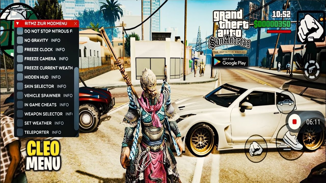 GTA SanAndreas Definitive Edition  CLEO Mod in android 11,12,13,14,15,16 2025