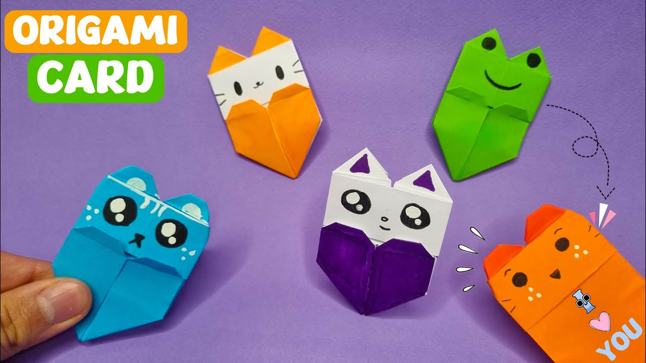 How to Make a Origami Cat,Frog,Bear Heart Card | Origami surprise Ideas