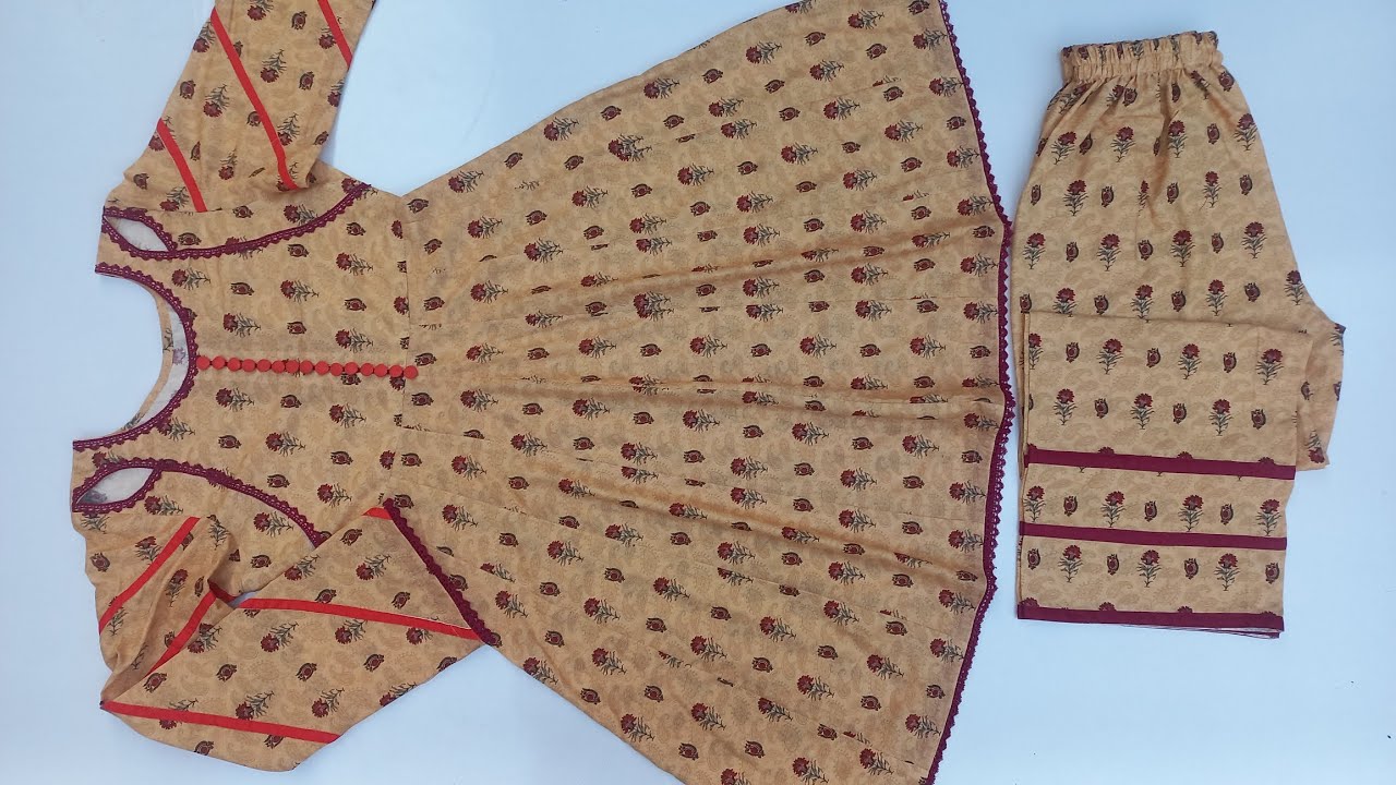 ✅️Multiple panels short frock cutting stitching /How to make Invisible panels pattern frock at home