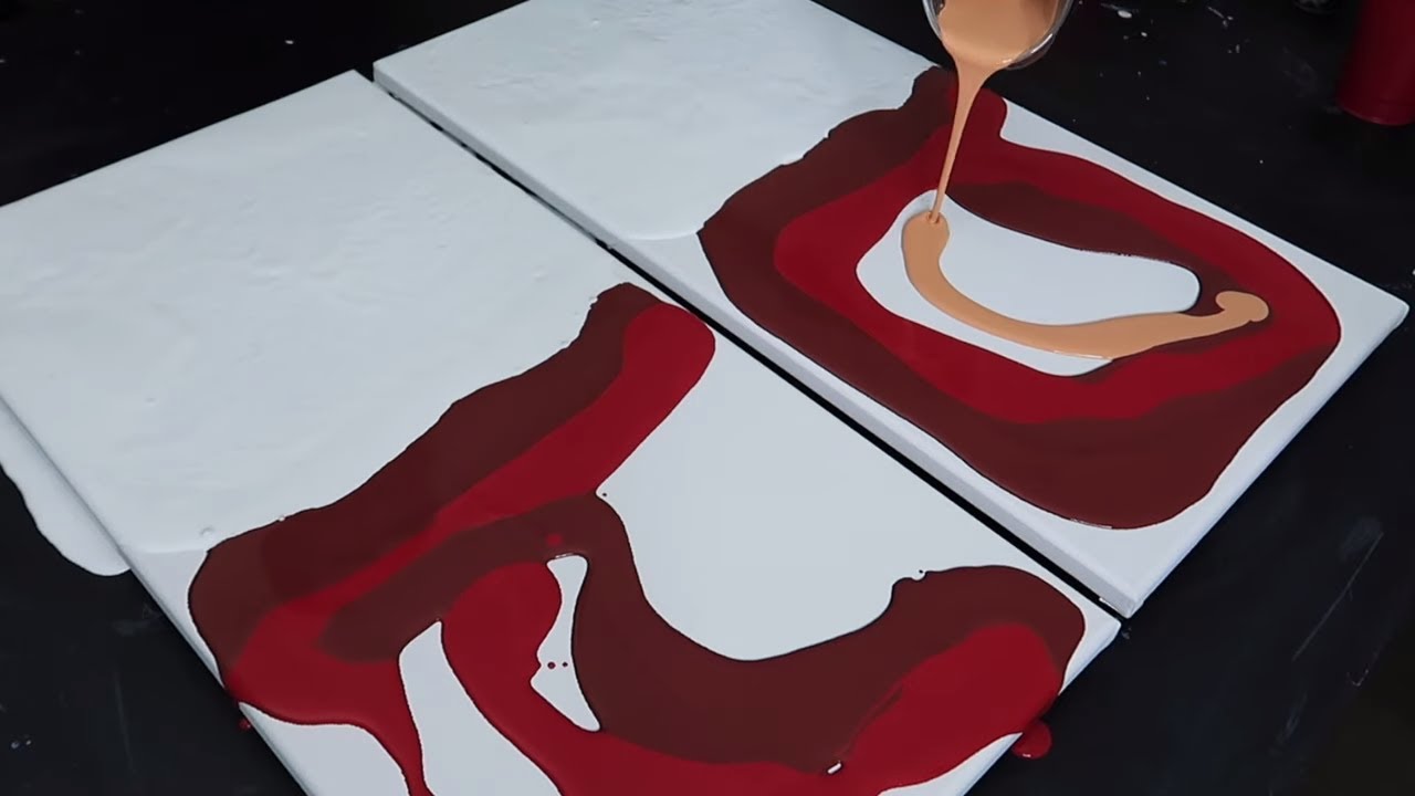 Acrylic Pour Painting with Two Canvases | Pop of Color | Fluid Art | Abstract