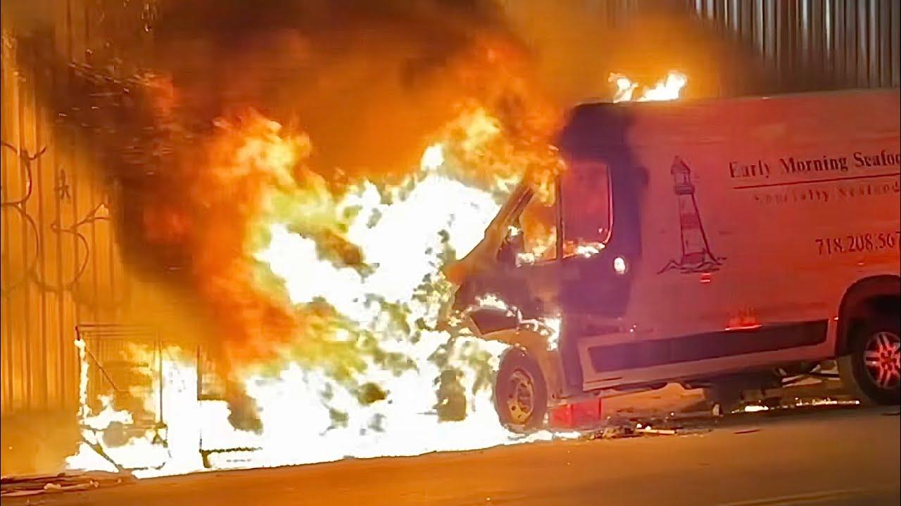 FDNY BOX 2428 ~ FDNY OPERATING FOR FULLY INVOLVED VAN FIRE ON E 156TH STREET, HUNTS POINT, THE BRONX