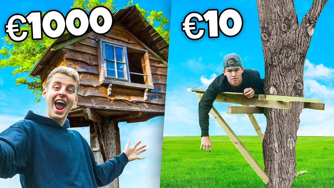 &euro;10 vs &euro;1000 Boomhut Bouwen *OVERNACHTEN*