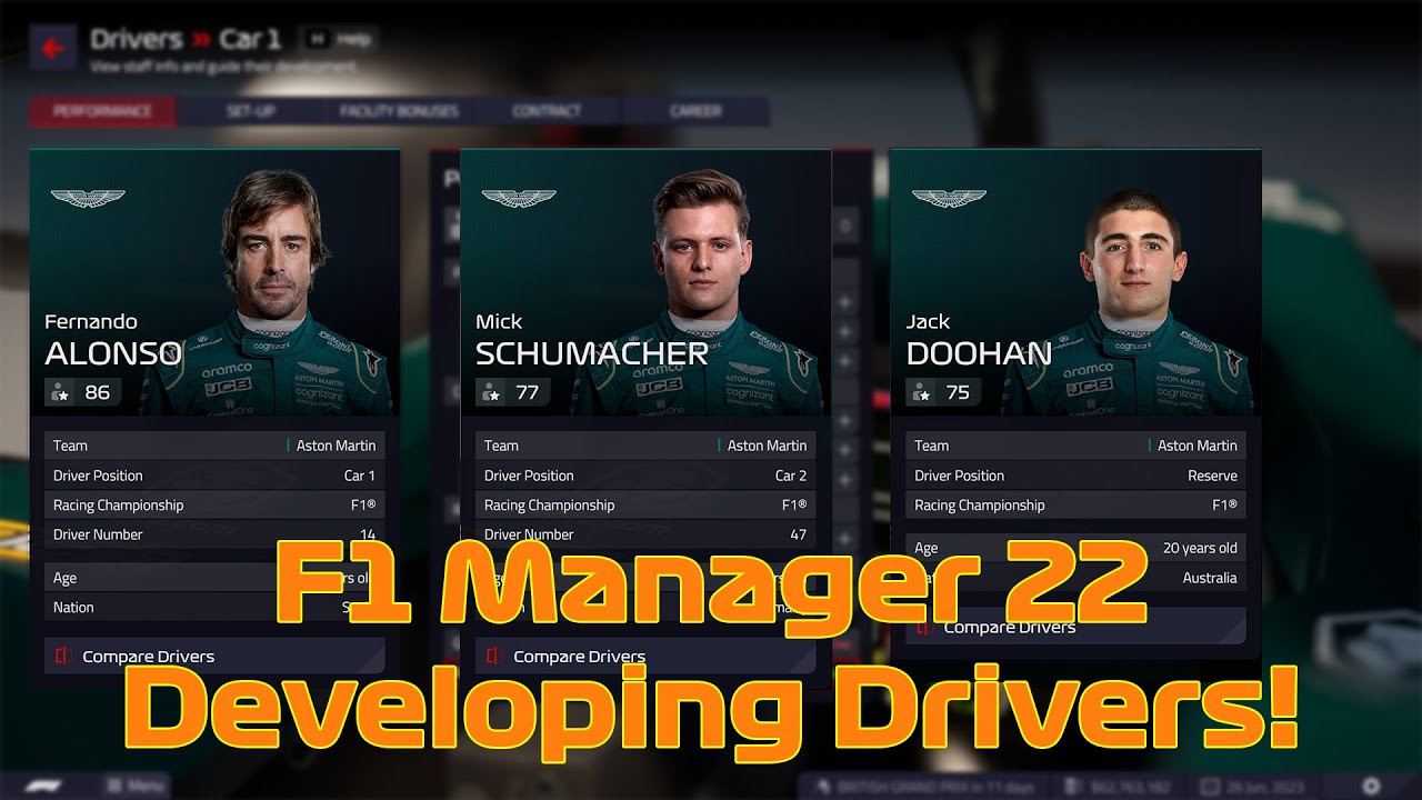 F1 manager 2022 Driver Development and Scouting