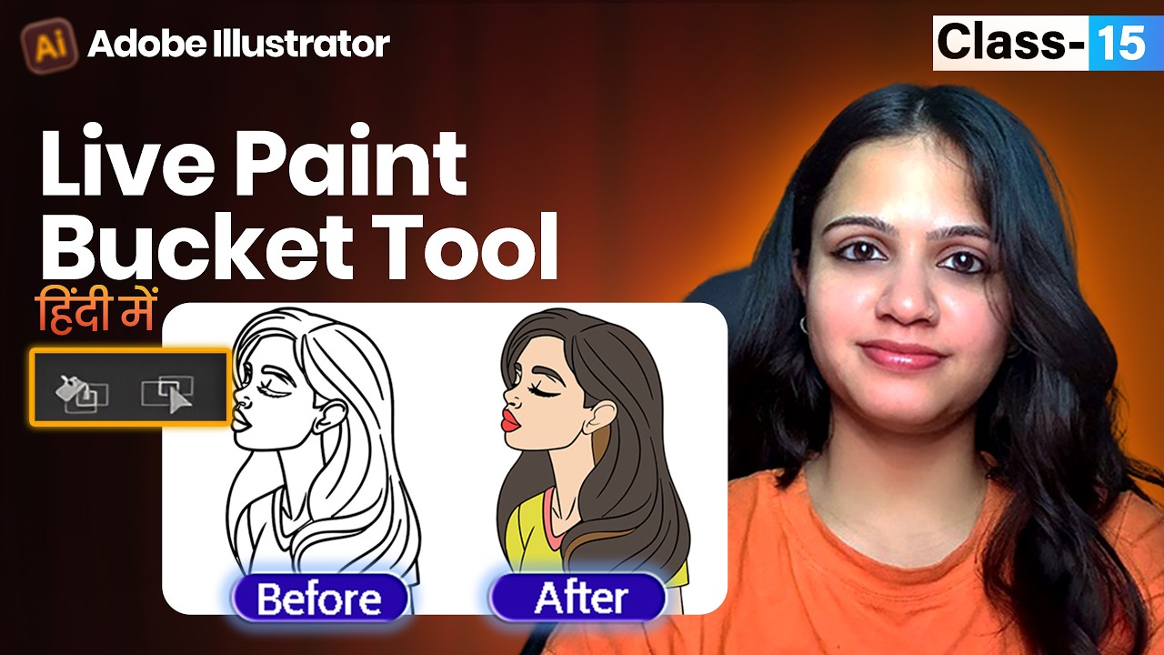 Live Paint Bucket Tool in Illustrator | Fast Character Coloring Tutorial (Hindi)