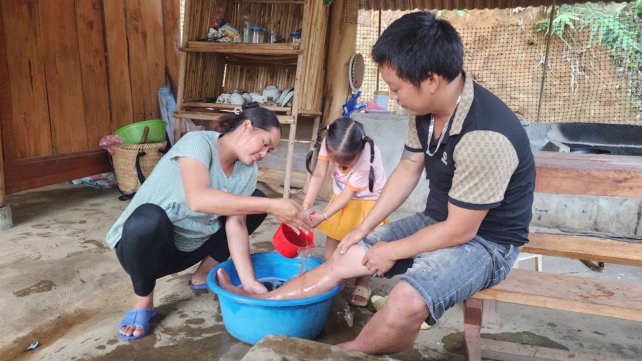 How to treat a leg wound for the husband of an 8-month pregnant wife.