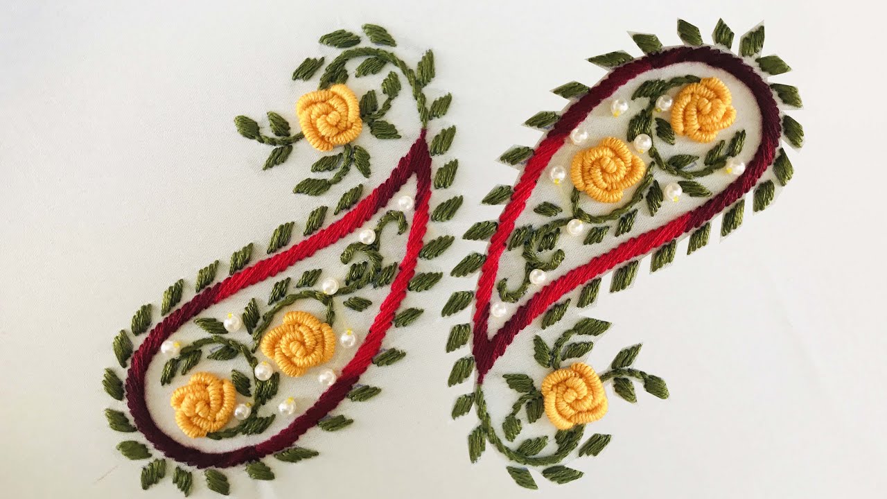 Hand Embroidery: Kashmiri Tanka And Brazilian Embroidery Stitches - Paisley Embroidery - Umbi Stitch
