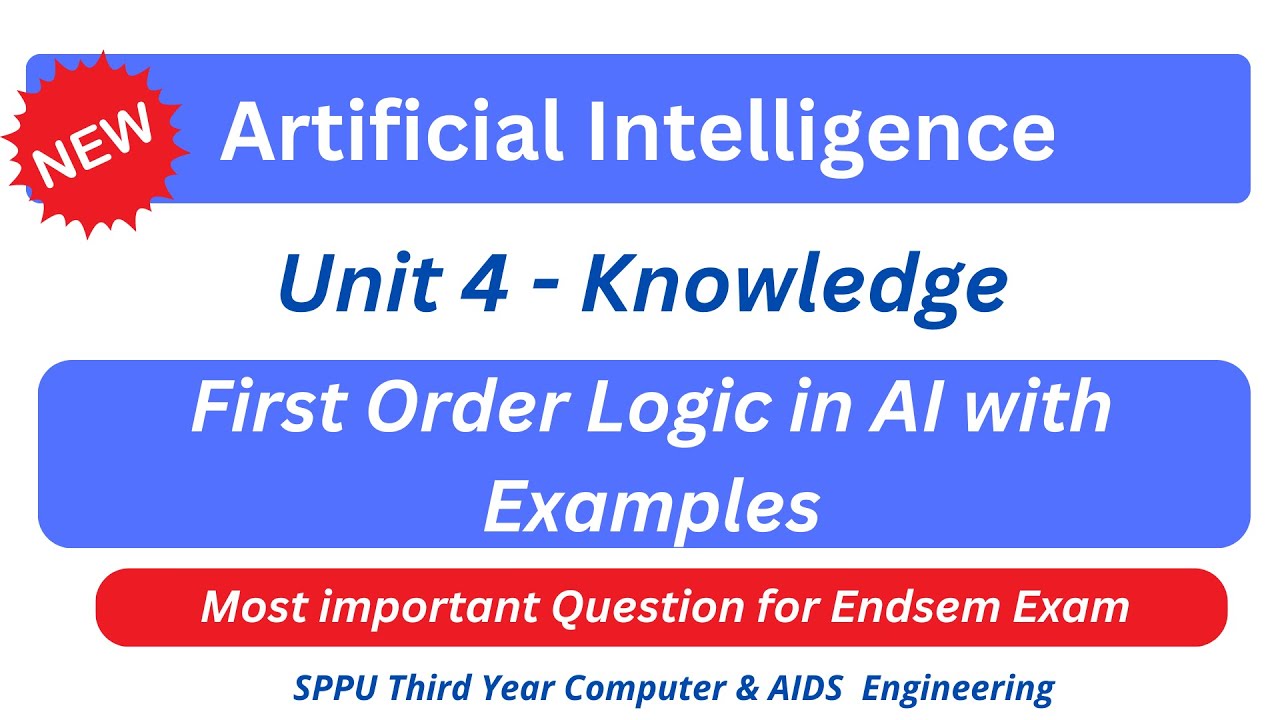 sppu ai unit 4 First order Logic |  First order Logic  problems in Artificial Intelligence | syntax
