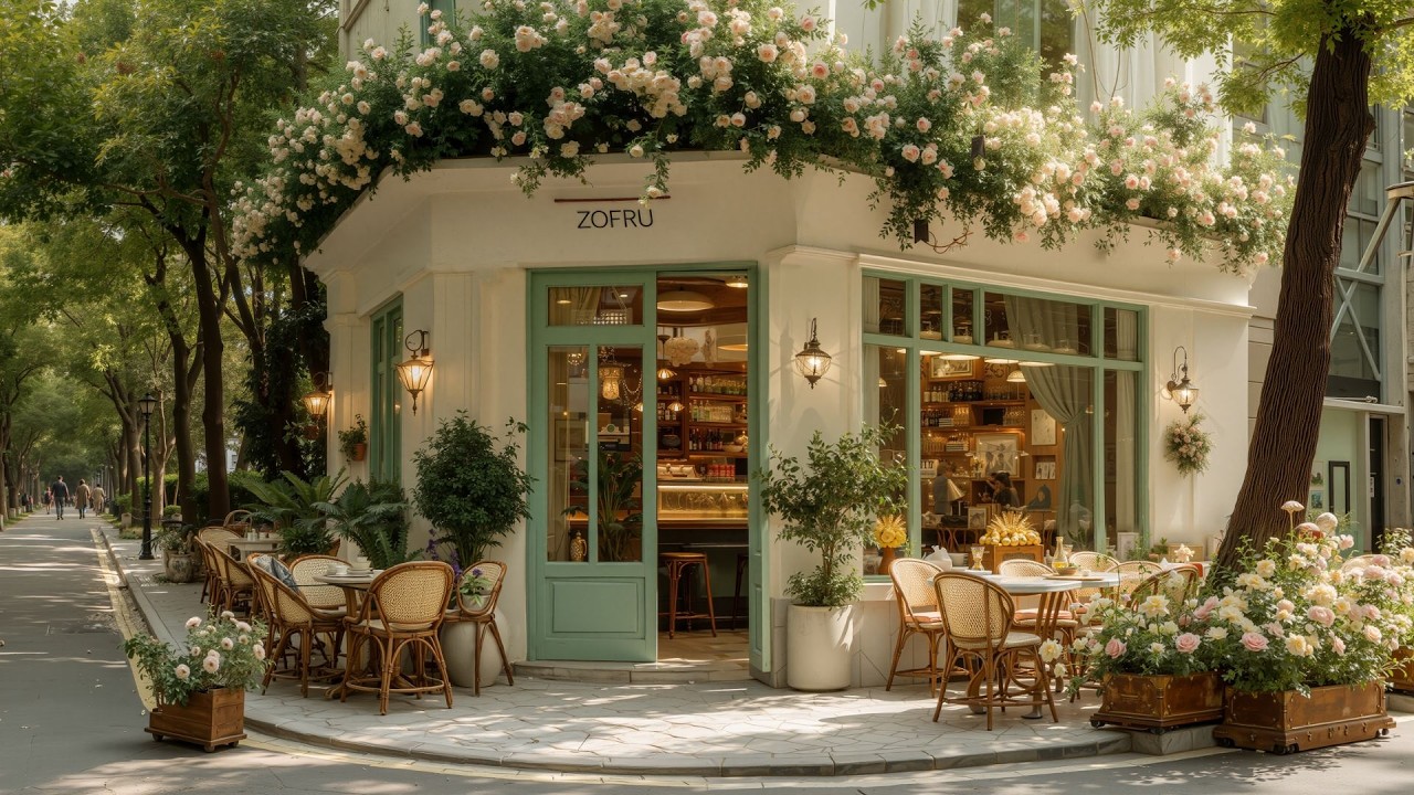 Warm Outdoor Coffee Shop Jazz ☕ Morning Tranquil Jazz Music for Study, Focus & Mood Boost