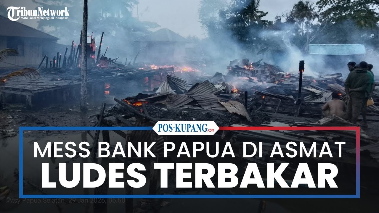 Mess Bank Papua dan Kantor UPTD Pendidikan di Asmat Ludes Terbakar