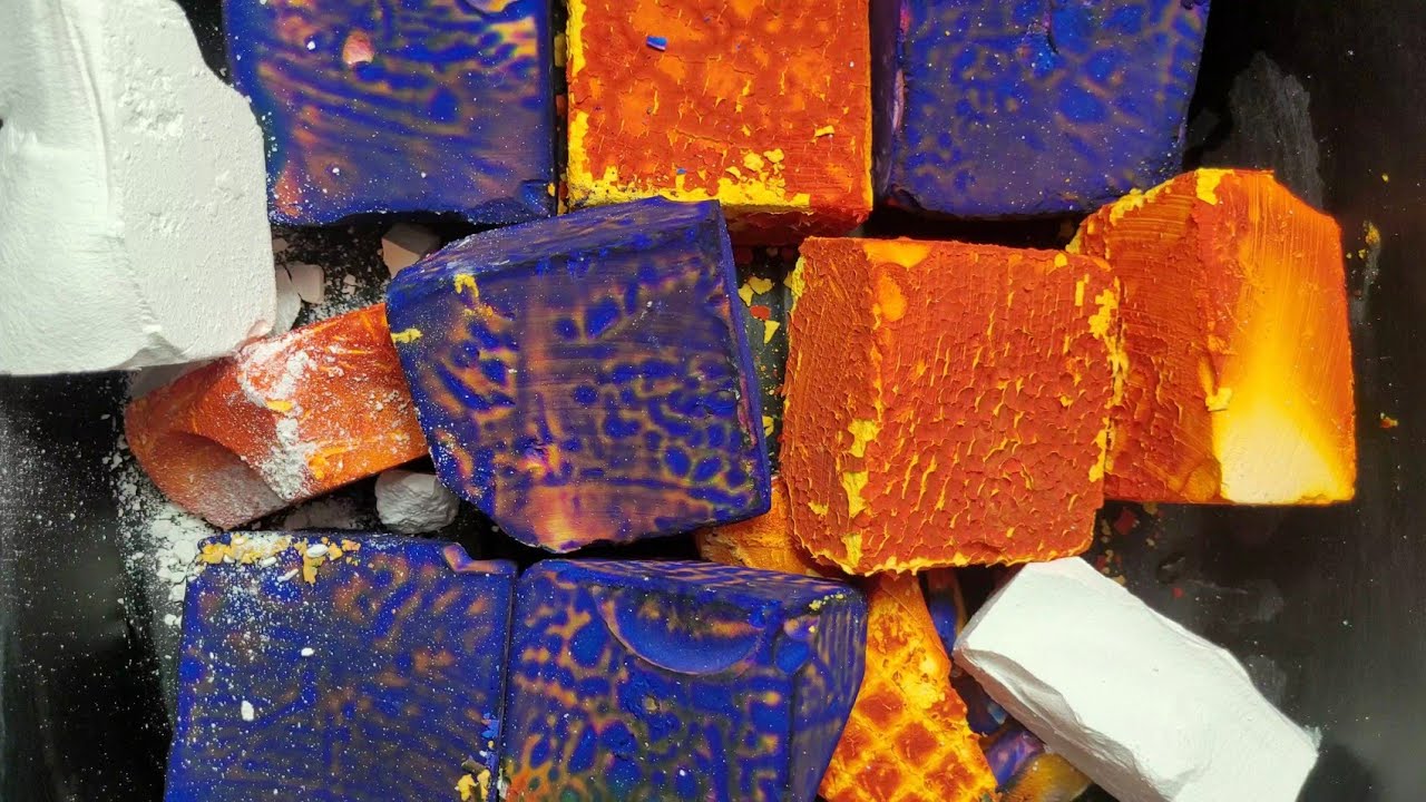 APPRECIATION WEEK- YELLOW AND BLUE DUSTY GYM CHALK CRUMBLE-ASMR