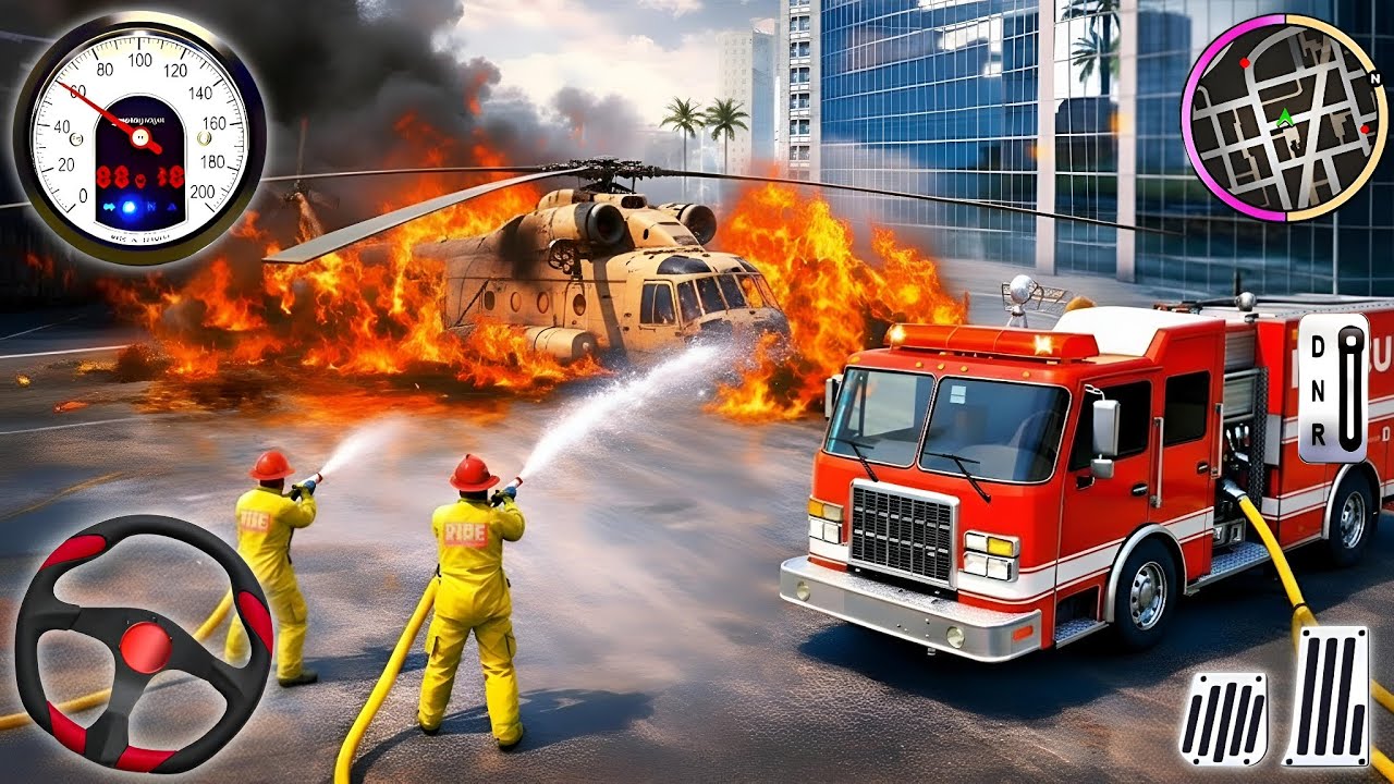 Fire Truck City Rescue Simulator - 911 US Emergency Fire Truck Driving 3D 2025 - Android Gameplay