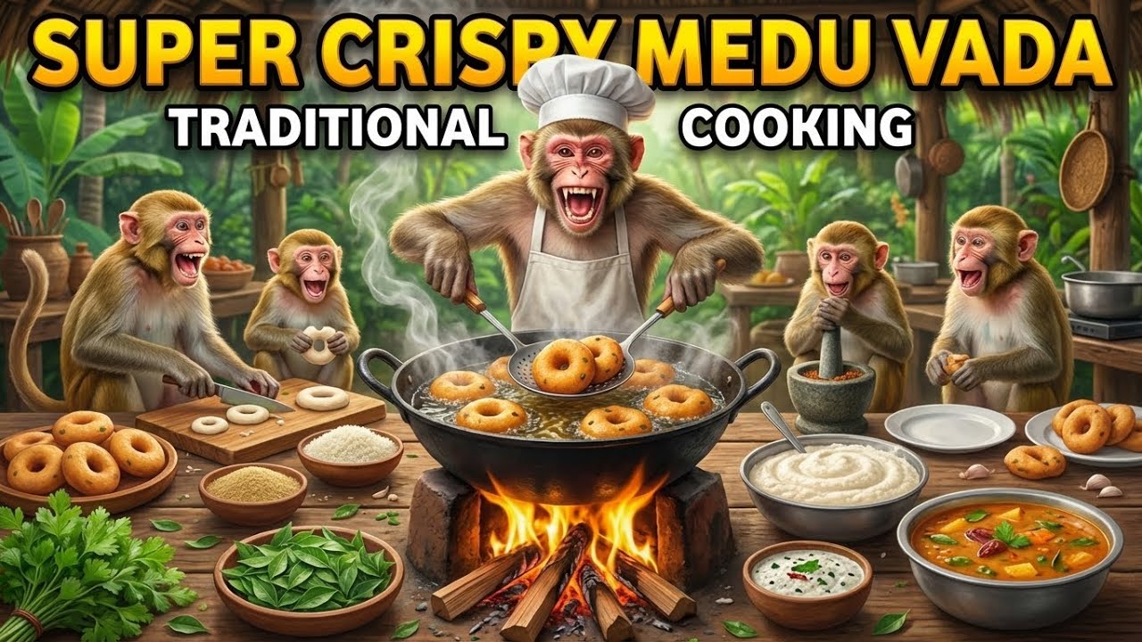 Monkey Making Super Crispy Medu Vada | Traditional Cooking #southindianfood  #TraditionalCooking