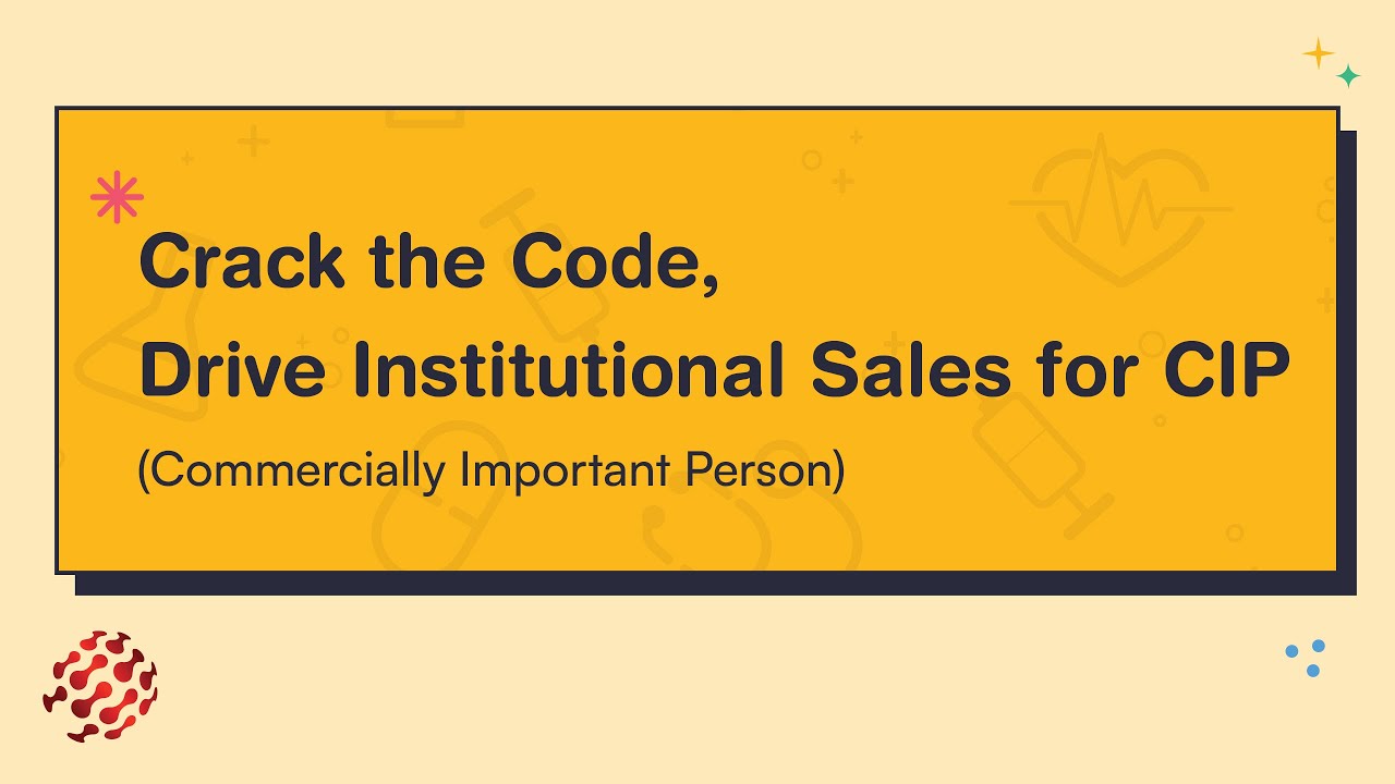Make your Medical Reps do Institutional sales for Commercially Important Person (CIP)!!