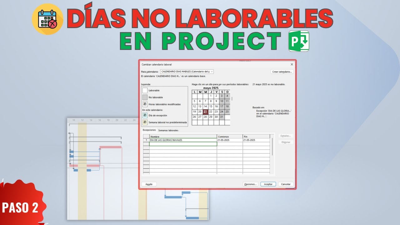 Cómo Configurar DÍAS NO LABORABLES en MS Project | Carta Gantt Profesional Paso a Paso