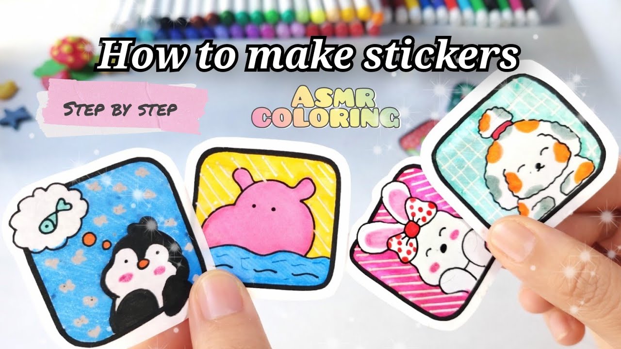 How to Make Your Own Stickers! 🐰💤| Cozy Friends Coloring | ASMR coloring cute animals ✨