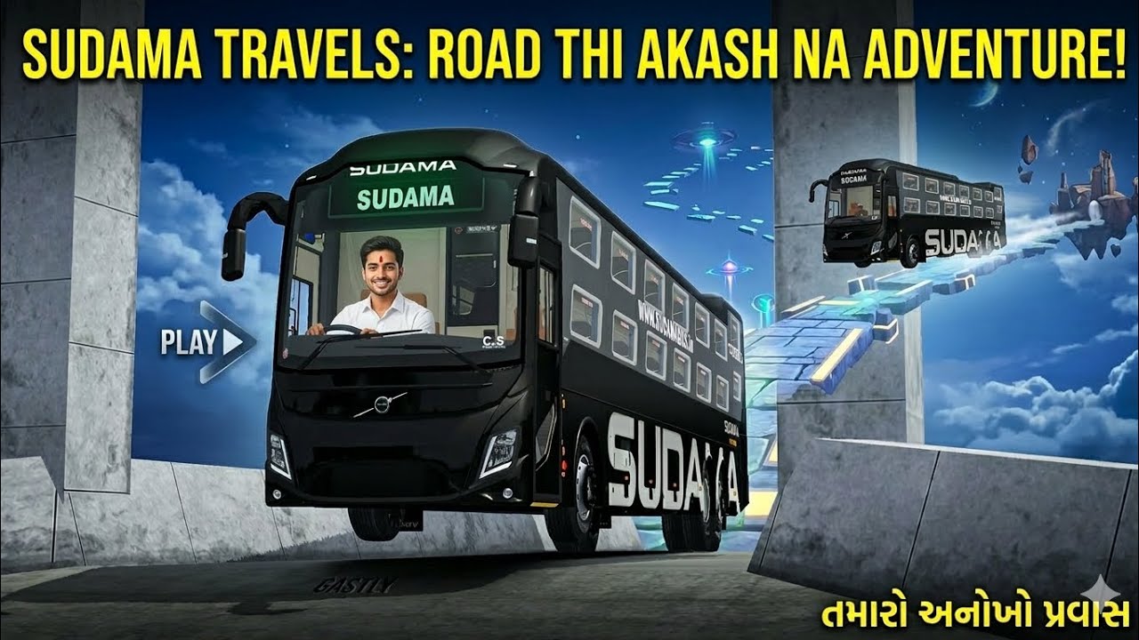 Sudama Travels Volvo 9600: Road Par Thi Sidhi Akash Ma! 🚀 | New Impossible Task (Bussid) 