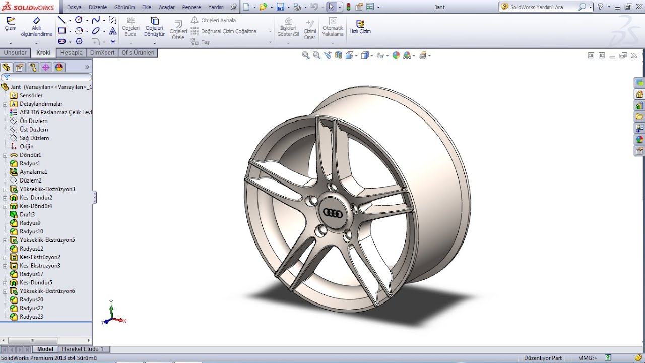 Solidworks Tutorial Rim Design (Jant Çizimi)