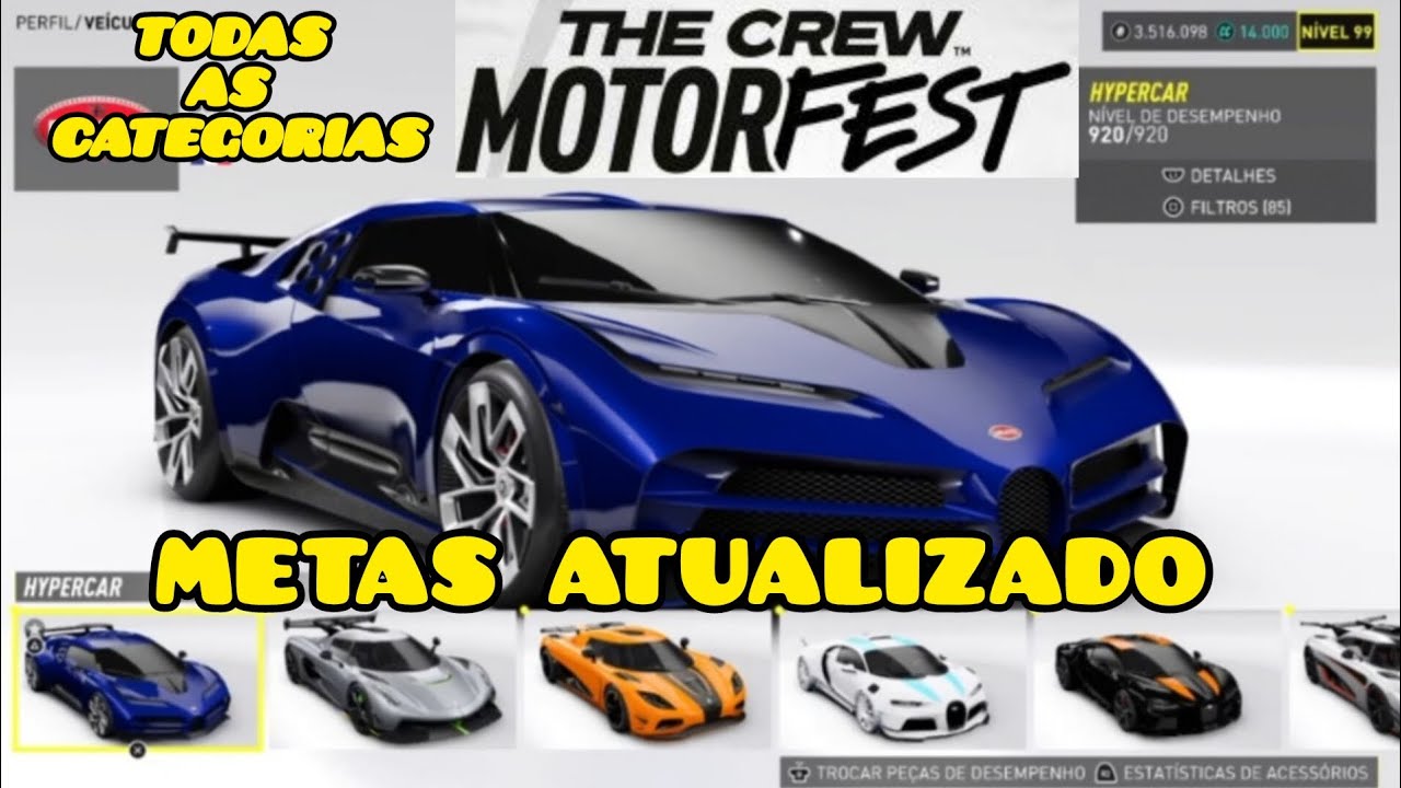 OS MELHORES CARROS METAS DE CADA CATEGORIA ATUALIZADOS no THE CREW MOTORFEST (2024)