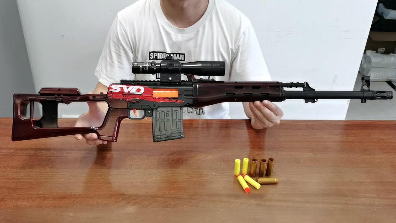 SVD Shell Ejection Soft Bullet Toy Gun Unboxing 2023 - Realistic Sniper Rifle Gun